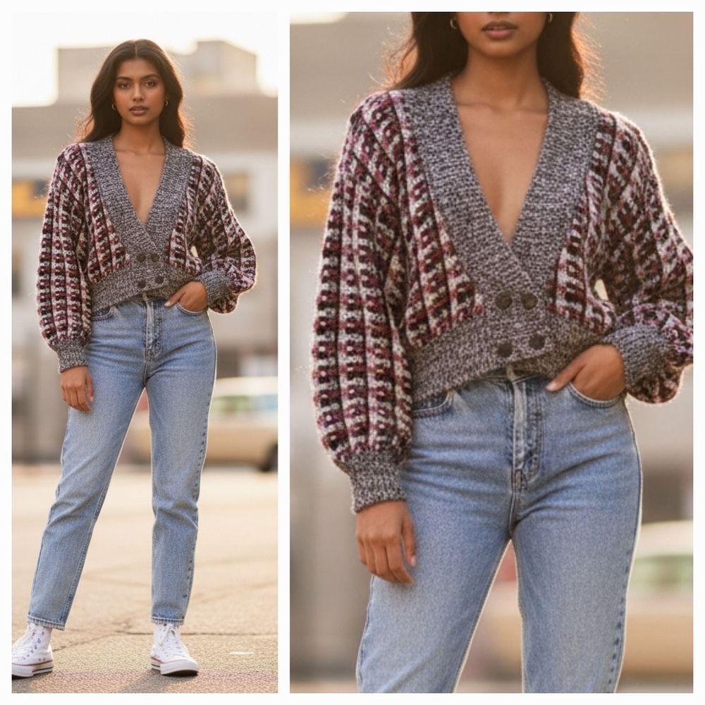 Vintage 80's Tony Lambert Collection Double Breasted Sweater Cardigan Size Small - Picture 2 of 14